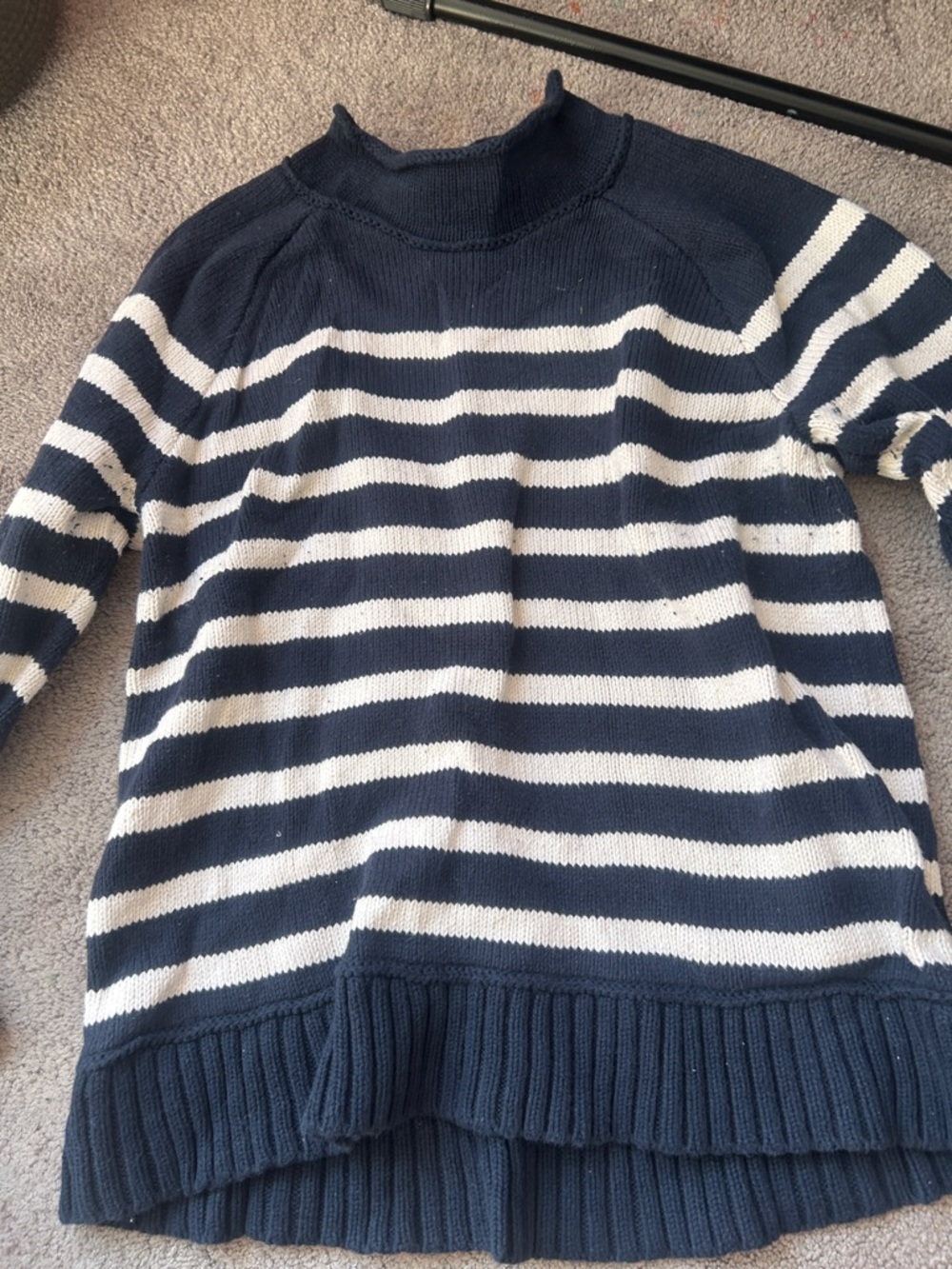 Signature Navy and White Striped Turtleneck Sweater
